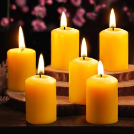 Natural Beeswax Votive Candles 6 Pack, 100% Pure Bees Wax Candles 11-12 Hours Burn Time, Unscented Beeswax Candle Bulk, Handmade Smokeless Drippless Votive Candles for Home Relax Prayers