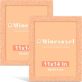 Minesaxel 11x14 Orange Glitter Picture Frame Set of 2, Wall Gallery 8x10 Colorful Photo Frames with Mat, Sparkle Cute Fun Artwork Frame for Wall or Tabletop