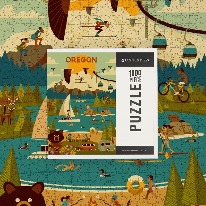 Lantern Press 1000 Piece Jigsaw Puzzle, Oregon, Geometric