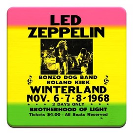 Led Zeppelin Winterland 1968 Ceramic Drink Coaster - 4 pc. set