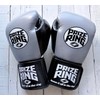 PRIZE RING "Professional 5.0" Genuine Leather Boxing Gloves Gray/Black (10oz)