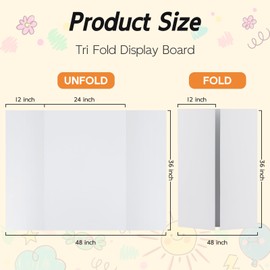 Somime 4 Pack Trifold Poster Board, 36x48 Inches White Presentation Board, Portable Display Board for Science Fair, School DIY Project and Business Exhibitions