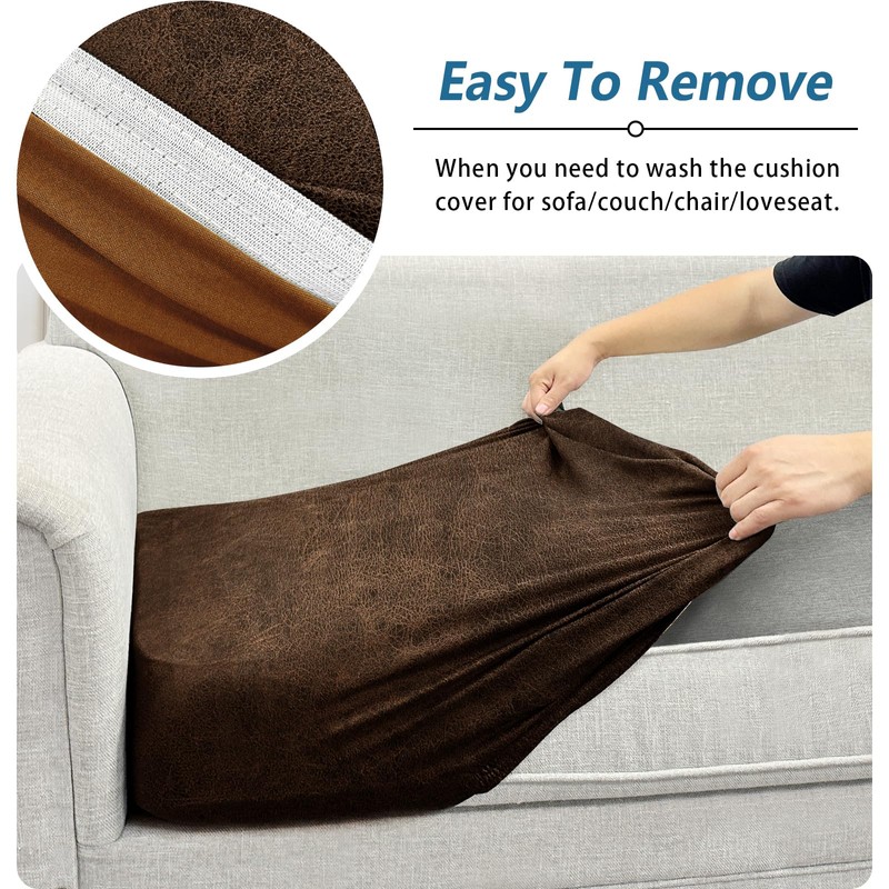 Imnopqr Couch Cushion Covers Leather Look Sofa Covers for 3