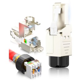 AMPCOM STP CAT8 RJ45 Connector, Zinc Alloy, Tool-Free, 40Gbps, Enterprise, Industrial Grade RJ45 Connector 6-Pack