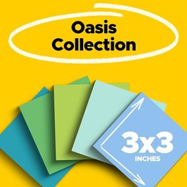 Post-It, 3M, Notas Adhesivas Super Sticky, 100% recicladas, Colección Oasis, Colores varios, 76mm x 76mm, 5 blocks con 70 hojas cada block