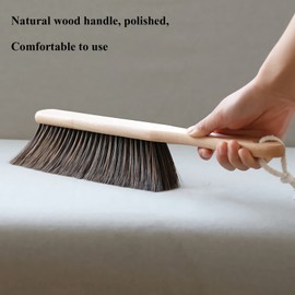 Hand Broom Horse Hair Brush with Wood Handle Dust Brush Counter Duster Brush Bench Dustpan Brush for Counter Bed, Woodworking,Gardening, Furniture Cleaning