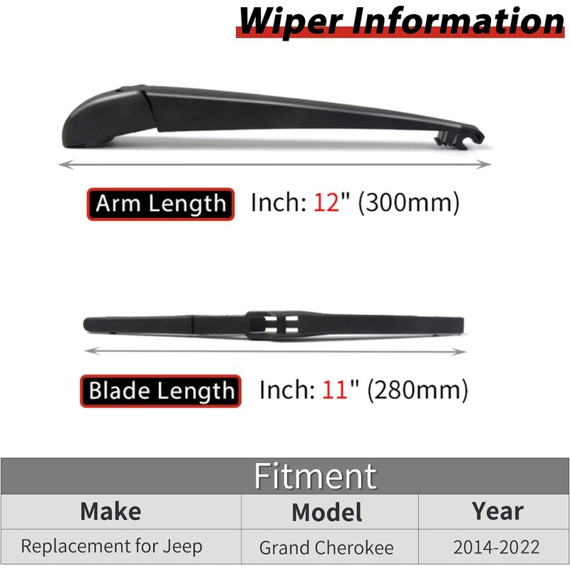 Limpiaparabrisas trasero de repuesto para JEEP Grand Cherokee 2014 2015