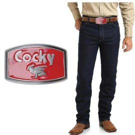 POSKLA Gift Box Package Casual Animal Design Mens Cocky Rooster Belt Buckle (Multi/Square)