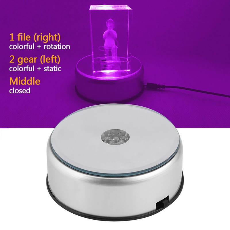 LED Light Base, Colorful Light Rotating Crystal Display Base Stand