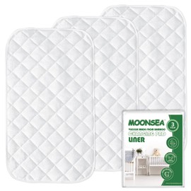 Diaper Changing Pad Liner Non-Slip, Waterproof Terry Mat, Quilted Absorbent Bassinet Liners Washable, 3 Pack 13"x 26" Reusable Portable Changing Table Pad Rectangle White