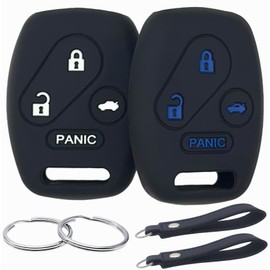 REPROTECTING Silicone Rubber Key Fob Cover Compatible with 2003-2015 Honda Civic SI Hybrid EX Accord CR-V EX SE Pilot Element (Black/Black)