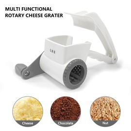 LHS Classic Cheese Grater, Rotary Cheese Grater Handheld Rotary Cheese Shredder, Cheese, Vegetable, Nut Grater