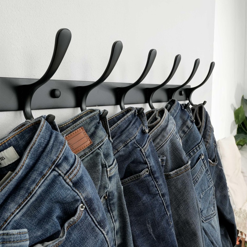 SKOLOO Coat Rack Wall Mounted - 6 Hooks, Pack of