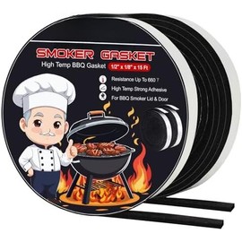 Gasket Seals, 1/2" x 1/8" 15 ft High Temp Grill Gasket Replacement Self Stick Felt, High Heat BBQ Gasket Tape for Smokers BBQ Lid Black by - Colour: 1/2 x 1/8 inch-15 ft