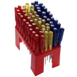 H+H Werkzeug 900 Radio Screwdriver in Display Stand 60-Piece Made in Germany, Red/Yellow/Blue, 100 mm / 120 mm / 140 mm