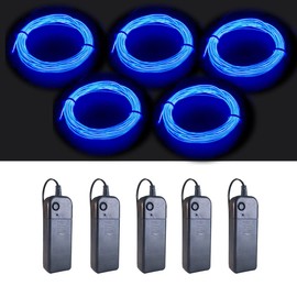MaxLax EL Wire Blue 5 Pack, 9ft/2.75m Neon Light Wire Noise Reduction with Battery Pack…