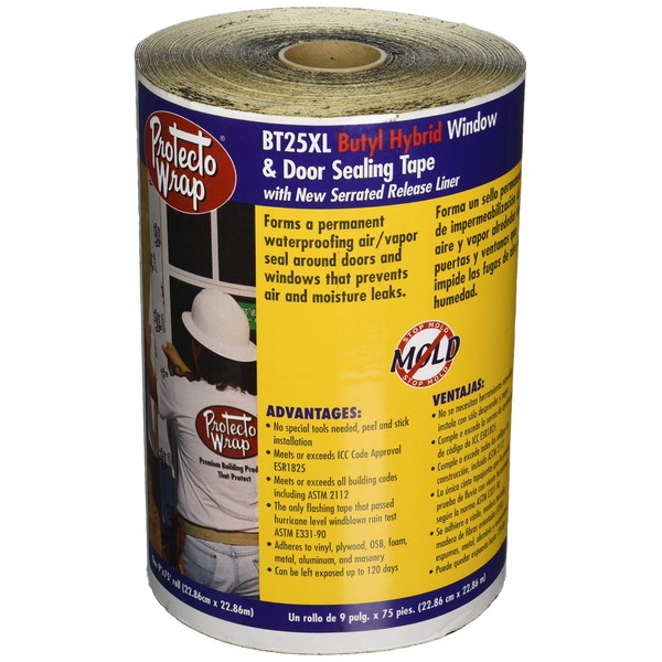 Protecto Wrap 8425B09754SSWmasking-Tape BT25-Xl Window & Door Flashing Tape, Self-Adhesive,