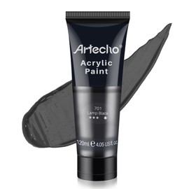 Artecho - Pintura acrílica negra, tubos de pintura negra de lámpara (120ml / 4.05oz), pinturas artesanales para lienzo, roca, piedra, madera, tela, su