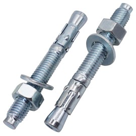SKIR'CO (4 pcs) Zinc Plated Wedge Anchors M12 x 100 mm, Metal Dowels, Anchor Bolt, Masonry Anchors, Concrete Anchor