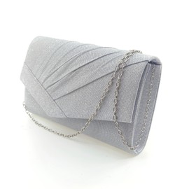 Women's Evening Party Wedding Ball Prom Clutch Wallet Handbag (Silver-2)