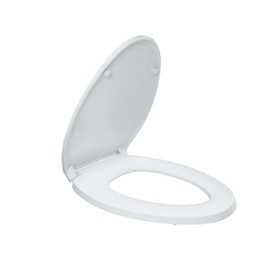 R&T Elongated Toilet Seat Slow Closed Front Toilet Seat for Standard Toilet Bowl Quick-Release Lid and Seat,Plastic White