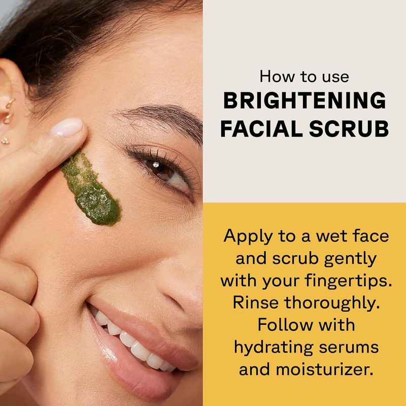 Acure Brightening Facial Scrub - Exfoliating Face Wash, Gentle Daily