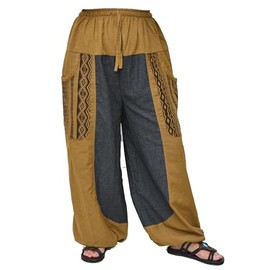 Siamrose Baggy Yoga Harem Pants Men Women Casual Lounge Trousers Two-Colored, 2 Pockets Gray Brown