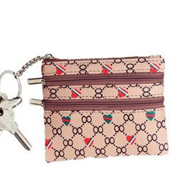 Small Coin Purse, Leather Wallet Credit Card Wallet with Three Compartments, Zip, Key Ring, Small Wallet Business Card Mini Wallet for Women, Key Bag, Purse, Women's Khaki