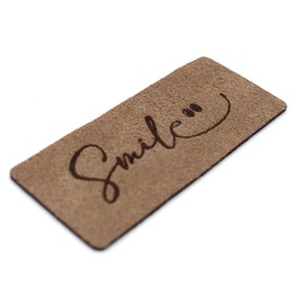 VmG-Store 10 x Labels for Sew-On Fabric Labels Made of Suede Look Tags, Textile Labels for Clothing and Application (Smile (SetES12), Set of 10)
