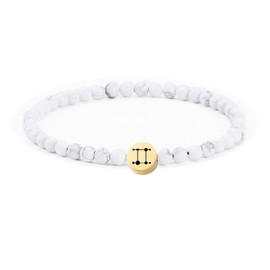SIPELATY 4MM Mini Gemstone Energy Star Sign Constellation Bracelet with 18K Gold Plated Charm Zodiac Bracelet for Women Gemini