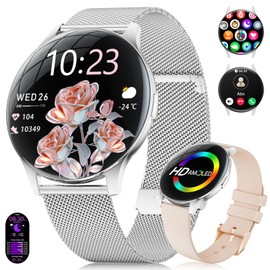 Women's Smartwatch with Calls - 7.99 mm Ultra Thin Elegant Fitness Watch with 1.43 Inch HD Always-On Display, IP68 Waterproof, 100+ Sports Modes, Women's Health for iOS Android, Silver