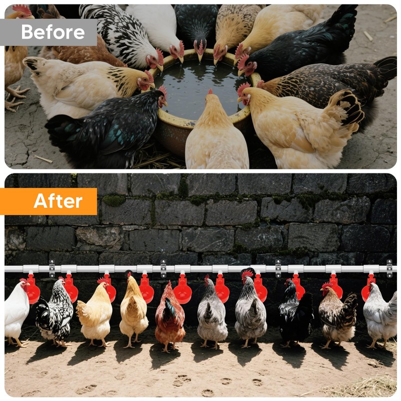 18 Pack Automatic Chicken Water Cups, Complete Set Pipeline Automatic