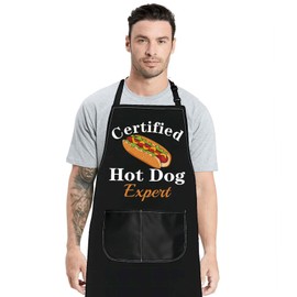 JNIAP Hot Dog Apron With Pockets Hot Dog Lover Gifts Hot Dog Chef Apron Fast Food Apron Hot Dog Maker Apron (Hot Dog Expert)