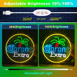 Bar Neon Sign Palm Tree Coro Ex Beer Neon Signs for Man Cave Dimmable Light Up Neon Signs for Wall Decor Home Bar Dorm Bedroom Club Pub Party Decorative Gifts