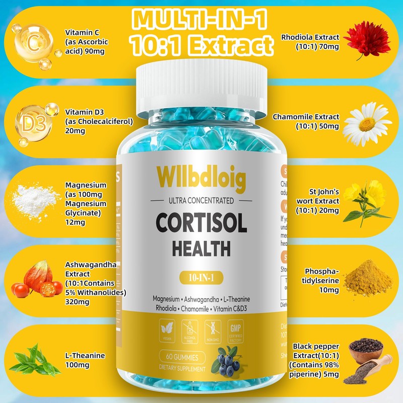 Cortisol Supplements Gummies for Women 2 Pack,Cortisol Reducer
