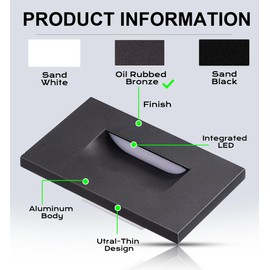 CLOUDY BAY 12V Low Voltage 3 Color Indoor and Outdoor LED Step Light,3000K/4000K/5000K,Stair Light,Oil Rubbed Bronze,3 Pack, Wet Location(Low Voltage Transformer is Required)