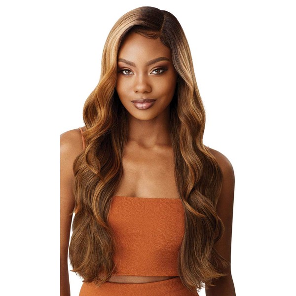 Outre LACEFRONT COLORBOMB Long Body Wave Exclusive Salon-Designed Blonde Shades Pre-Plucked Soft Swiss Lace Natural Baby Haur Heat Resisitant Synthetic - KIMANI (1B Off Black)