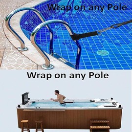 Upgrade Style - Strong Pool Swim Training Leash Swim Training Belt Swim Resistance Tether Swim Tether Stationary Swimming - Wide and Comfortable Waist Belt, Double Bungee Rope, Metal Buckle