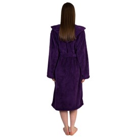 TowelSelections Women's Robe Soft Plush Fleece Hooded Spa Bathrobe Large/X-Large Purple