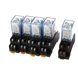 JCAKES 5Pcs 220V 10A Coil Power Relay DPDT HH62P HHC68A-2Z with Socket Base
