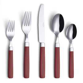 ANNOVA 20 Pieces Stainless Steel Flatware/Cutlery Set - Color Handles - 4 x Dinner Forks, 4 x Salad Forks, 4 x Dinner Knives, 4 x Dinner Spoons, 4 x Dessert Spoons - Service for 4 (Red, 20 Pieces)