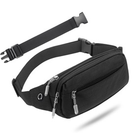 USHAKE Fanny Pack Waist Packs with Extender for Men Women, Waist Pouch Bag Hip Pack with 3-Zipper Pockets Adjustable Straps for Casual Travel Hiking Running Outdoor Sports