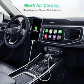 Cable USB a USB C de 6 pies, paquete de 2 para iPhone 15/16/17, cable de carga compatible con CarPlay para auto, carga rápida para Apple 17 Pro Max/16