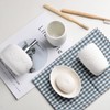 Bathroom Accessories Set with Embossed Design 4PCS, Ceramic White Bathroom