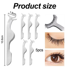 5 Pack False Eyelashes Applicator, Stainless Steel Eyelash Applicator Tool or Loading and Unloading False Eyelashes, Remover Tweezer Eyelashes Clip Professional Fake Lashes Cosmetic Tool