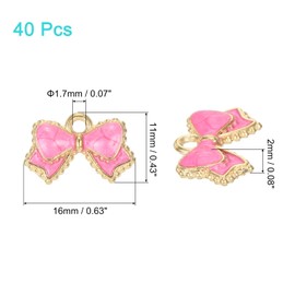 QUARKZMAN 40 Stk. Blumenrand Schmetterling Charm, vergoldeter Charm für DIY Handy-Zubehör Schlüsselanhänger Basteln, 16x11mm, Rosarot