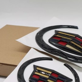 Unbranded Color&Black Front Grille & Rear Trunk Lid For Escalade ATS CTS STS Emblem Badge