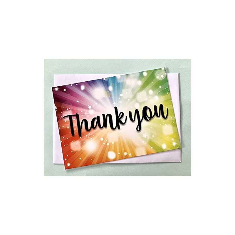 Rainbow Burst Design Thank You A6 Landscape Greetings Postcard Note
