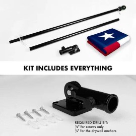 UD_G128 Combo Pack: 6 Feet Tangle Free Spinning Flagpole (Black) Texas TX State Flag 3x5 ft Printed 150D Brass Grommets (Flag In