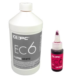 XSPC EC6 White Opaque Premix PC Coolant (1000mL) and ReColour Dye (30mL) Bundle, UV Pink